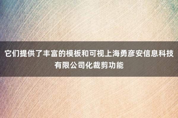 它们提供了丰富的模板和可视上海勇彦安信息科技有限公司化裁剪功能